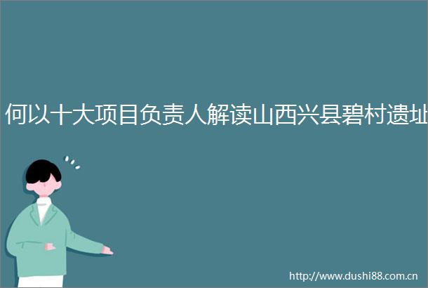 何以十大项目负责人解读山西兴县碧村遗址