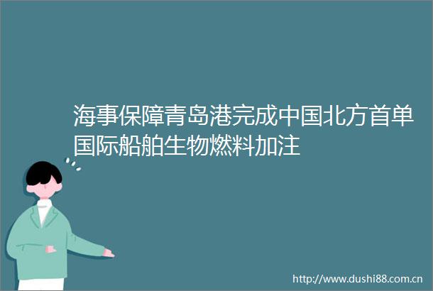 海事保障青岛港完成北方首单国际船舶生物燃料加注